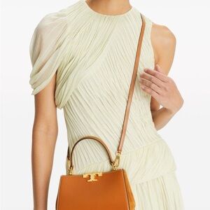 Tory Burch Tan Leather Top-Handle Eleanor  Satchel